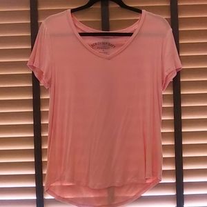 v cut neck coral shirt